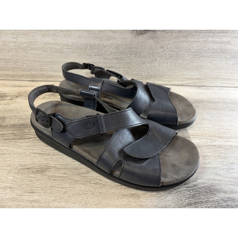 SAS Tripad Comfort Slingback Sandal Men's Navy Leather‎ Adjustable Size 10 M